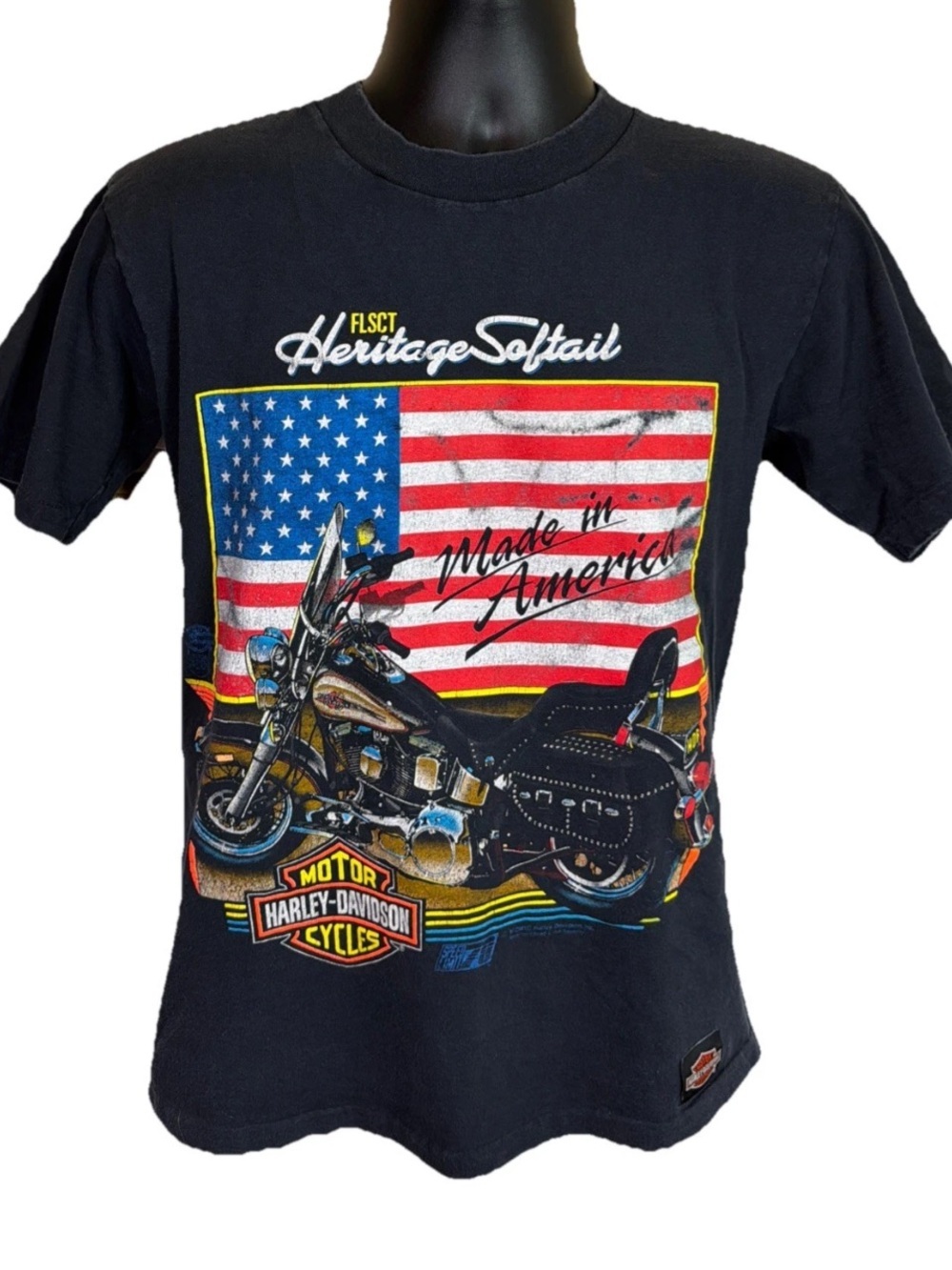 Oneita Power-T Harley Davidson Heritage Softail Lg Vintage Tee Single Stitch